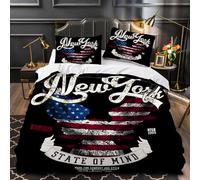RFFLUX 3D New York Housse de Couette 200x200 cm 2 Personne 3 Pièces Microfibre Ultra Doux New York Parure de Lit avec Fermeture éclair avec 2 Taies d'Oreillers 65x65 cm（Style 29-5）