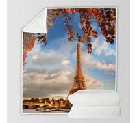 RFFLUX 3D Tour Eiffel Couverture 100x130 cm 1 Personne Douce et Chaude Plaid Couverture Paris Blanket en Microfibre Flanelle Canapé La Chambre Jete de lit（Style 3-13）