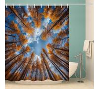 RFFLUX Forêt Rideau de Douche Anti Moisissure 120x180 cm 3D Automne Thème Rideaux de Douche Lavable en Machine Imperméable Tissu Polyester avec 12 Crochets（Style 222-5）