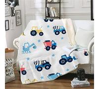 RFFLUX Tracteur Couverture Adulte 150x200 cm 1 Personne Douce et Chaude Couverture Polaire en Microfibre Sherpa Couverture de Lit Confortable 3D Camion Excavatrice Plaid Couverture Blanket