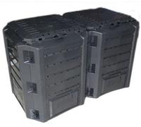rg-vertrieb Composteur de jardin 800 l, noir, module thermique, bac à compost en plastique