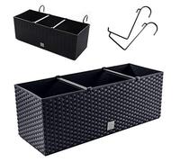 rg-vertrieb Jardinière de Balcon 51 cm Aspect Rotin avec Système d'Irrigation et Crochets de Fixation, Pot de Fleurs Suspendu, Plastique Résistant, Anthracite