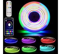 RGB IC Ruban LED COB, Bande LED Intelligente avec Synchronisation Musique, Couleur Dynamique, Changement Couleur Segmenté, Contrôle par Application et télécommande, Ruban LED pour Chambre, 5m