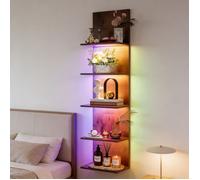 RGB Lampadaire avec Étagères Flottantes, 5 Niveaux, App & Télécommande, LED Étagère murale Bibliothèque, 30x18x117cm, Salon, Chambre