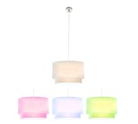 RGB LED Lampe à suspendre de table ronde Lampe à suspendre beige textile télécommande variateur, métal nickel mat, 4W 470lm blanc chaud, DxH 40 x 150 cm