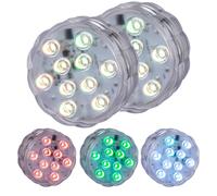 RGB LED Lampe d'extérieur Lampe de bassin Changement de couleur RGB Télécommande Décoration de jardin Lampe flottante Poole Lampe Puck, set de 2 pièces