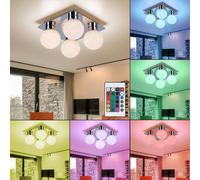 RGB LED plafonnier boule lumière télécommande lampe de salon dimmable chrome