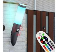 Lampe murale torche de jardin TÉLÉCOMMANDE en acier inoxydable dimmable dans un ensemble comprenant des ampoules LED RVB