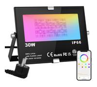 RGB Projecteur LED Exterieur 15W contrôlé par smartphone Bluetooth, Intelligente RGB Spot LED de Couleur, IP66 Etanche, 20 Modes 16