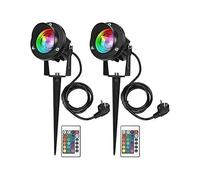 RGB Spot LED Extérieur 10W avec Piquet Éclairage Extérieur LED à Piquer Lampe Jardin étanche IP65 Lot de 2