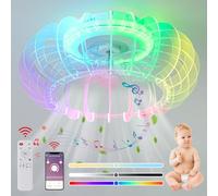 RGB ventilateur plafond avec lumiere Silencieux LED Dimmable Plafonnier avec Bluetooth Parleur et Telecommande 6 Vitesses Reversible Lampe au Plafond pour Chambre Salon Chambre des enfants Fan Lustre