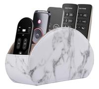 RHCSZ Support de télécommande en cuir avec 5 compartiments pour télécommandes TV, organiseur de bureau pour manette, lunettes et lecteur multimédia, porte-stylo (blanc)