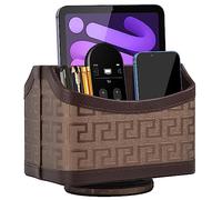 RHCSZ Support de télécommande en cuir rotatif à 360°, table de chevet pour téléphone, fournitures de bureau, organiseur de bureau pour télécommandes TV, CD, stylo, courrier, lecteur multimédia