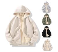 Rhepaada Veste de travail homme fermeture éclair doublée polaire, sweat à capuche hiver chaud robuste utilitaire, pull thermique confort détente activewear superposition usage quotidien