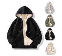 Rhepaada Veste de travail homme fermeture éclair doublée polaire, sweat à capuche hiver chaud robuste utilitaire, pull thermique confort détente activewear superposition usage quotidien