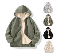 Rhepaada Veste de travail homme fermeture éclair doublée polaire, sweat à capuche hiver chaud robuste utilitaire, pull thermique confort détente activewear superposition usage quotidien