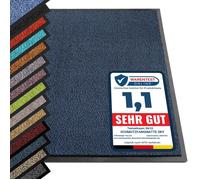 Rhine Tapis d'entrée Lavable, certifié Oeko-Tex Bleu Moucheté, 90 cm x 120 cm