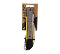 Rhino 060512 Cutter Lame Sécable 25 mm - Manche Bi-Matière, Blocage à Cran | lame 25 mm, manche bi-matière ergonomique, chargeur de lames intégré, blocage à cran