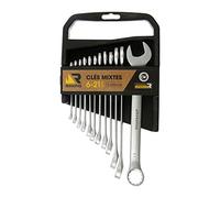 Rhino - Clés mixtes, Lot de 12 clés mixte/Jeu de 12 clés de serrrage nneau/fourches combinés - Fabriqué en Acier (Chrome Vanadium) - Haute qualité - Diamètre : 6 à 21 mm - Garantie à vie