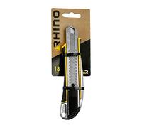 RHINO - Cutter 18mm - Cutter à cran avec manche bi-matière - Cutter à lame sécable avec chargeur - Lame 18 mm - Manche ergonomique - Garantie à vie - Couteau à lame rétractable