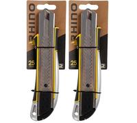 RHINO - Cutter 25mm - Cutter à cran avec manche bi-matière - Cutter à lame sécable avec chargeur - Lame 25 mm - Manche ergonomique - Garantie à vie - Couteau à lame rétractable (Lot de 2)