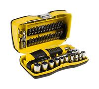 RHINO - Jeux de douilles, Coffret de vissage 39 pièces avec liquet + tournevis porte-embouts / porte-douilles - Chrome vanadium - Garantie 5 ans - 9 douilles & 24 embouts (Plats, PH, PZ, T, H)