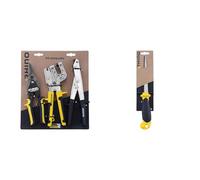 RHINO - Lot de 3 outils, Kit 3 pièces - Cisaille/Grignoteuse/Pince à sertir & 39402 Scie à guichet 200 mm, spécialement conçu pour Les plaquistes Longueur 200 mm