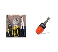 RHINO - Lot de 3 outils, Kit 3 pièces - Cisaille/Grignoteuse/Pince à sertir & EDMA 264055 THE DIMPLER - Porte-embout de vissage aimanté spécial plaquiste