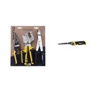 RHINO - Lot de 3 outils, Kit 3 pièces - Cisaille/Grignoteuse/Pince à sertir & STANLEY FATMAX Scie pour Usage Général - Découpe du Plâtre - 8 Dents/Pouce - Denture Triple Biseaux