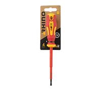 RHINO Tournevis plats 1000V isolés 4 x 100 mm - Tournevis d'électricien - Lame en chrome vanadium - Manche ergonomique - Usage professionnel - Garantie à vie - Différentes tailles disponibles