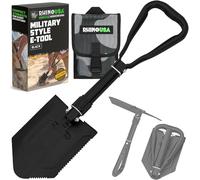 Rhino USA Pelle Pliante avec Pioche - Petite Pelle eTool Pliante en Acier Robuste pour la Plage, le Camping, le Jardinage et plus -Outil de Tranchée Militaire Tactique pour Terre, Sable, Boue et Neige