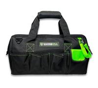 Rhino USA Sac à outils robuste - Sac à outils pour homme avec ouverture de 45 cm de large - Grands sacs à outils avec poches latérales bandoulière renforcée (Noir)