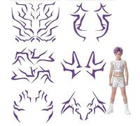 RhiVrillion 6PCS Kpop Tatouages éPhéMèRes Tattoos Faux Tatouage Temporaire Tatouage Maquillage Visage Pour Le Corps Auto AdhéSif Pour Halloween Maquillage Carnaval Cosplay