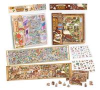 RhiVrillion Coffret 2 Livres de Cozy Stickers 3D - Monde Magique & Rue des Animaux, Livre Stickers Adulte, Cosy Stickers Book DIY Relaxant