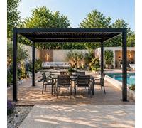 Rhodes pergola bioclimatique structure et lames orientables en aluminium noir 4x