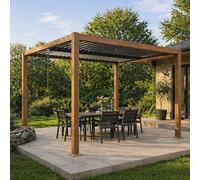 Rhodes pergola bioclimatique structure et lames orientables en aluminium vert 3x