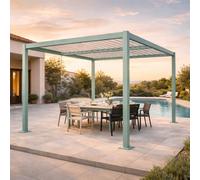 Rhodes pergola bioclimatique structure et lames orientables en aluminium vert 3x