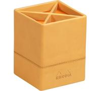 RHODIA 118810C - Pot à Crayons Orange - 8 x 8 x 11 cm - Piqûres Sellier Orange - Extérieur Simili Cuir - Collection Home Office rama - Organisation de Bureau & Rangement Design
