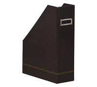 RHODIA 118836C - Porte-Revues Noir -10 x 25 x 31 cm - Piqûres Sellier Orange - Extérieur Simili Cuir - Collection Home Office rama - Organisation de Bureau & Rangement Design