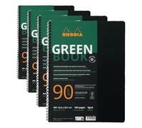 Rhodia 119914C - Cahier Greenbook 100% Recy t Recyclable - A4+ 22,5 x 29,7 cm - Ligné -160 pages Détachables Perf. 4 Trous - Papier Clairefontaine Recyclé 90 g/m² FSC® - Polypro Recyclé Noir