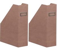 Rhodia 194544C - Porte-Revues Bois de Rose -10 x 25 x 31 cm - Piqûres Sellier Orange - Extérieur Simili Cuir-Collection Home Office rama - Organisation de Bureau & Rangement Design (Lot de 2)