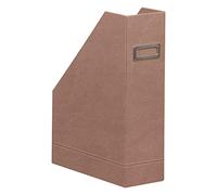 RHODIA 194544C - Porte-Revues Bois de Rose -10 x 25 x 31 cm - Piqûres Sellier Orange - Extérieur Simili Cuir - Collection Home Office Rhodiarama - Organisation de Bureau & Rangement Design
