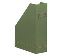 RHODIA 194546C - Porte-Revues Sauge -10 x 25 x 31 cm - Piqûres Sellier Orange - Extérieur Simili Cuir-Collection Home Office rama - Organisation de Bureau & Rangement Design