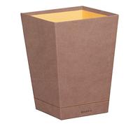RHODIA 194621C - Corbeille à Papier Bois de Rose - 24 x 24 x 32 cm - Piqûres Sellier Orange - Extérieur Simili Cuir-Collection Home Office rama - Organisation de Bureau & Rangement Design