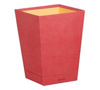Rhodiarama corbeille à papier simili cuir italien 27x27x32 cm - Corail