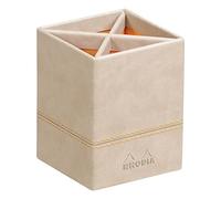 Rhodiarama pot à crayons simili cuir italien 8x8x11 cm - Beige