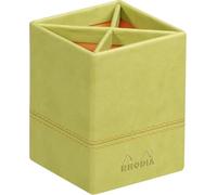 Rhodiarama pot à crayons simili cuir italien 8x8x11 cm - Anis