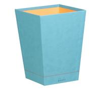 Rhodiarama corbeille à papier simili cuir italien 27x27x32 cm - Turquoise