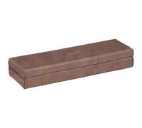 RHODIA 318873C - Plumier Chocolat - 21 x 5,5 x 3 cm - Piqûres Sellier Orange - Extérieur Simili Cuir - Collection Home Office rama - Organisation de Bureau & Rangement Design
