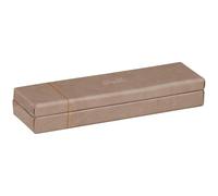 RHODIA 318874C - Plumier Taupe - 21 x 5,5 x 3 cm - Piqûres Sellier Orange - Extérieur Simili Cuir - Collection Home Office rama - Organisation de Bureau & Rangement Design